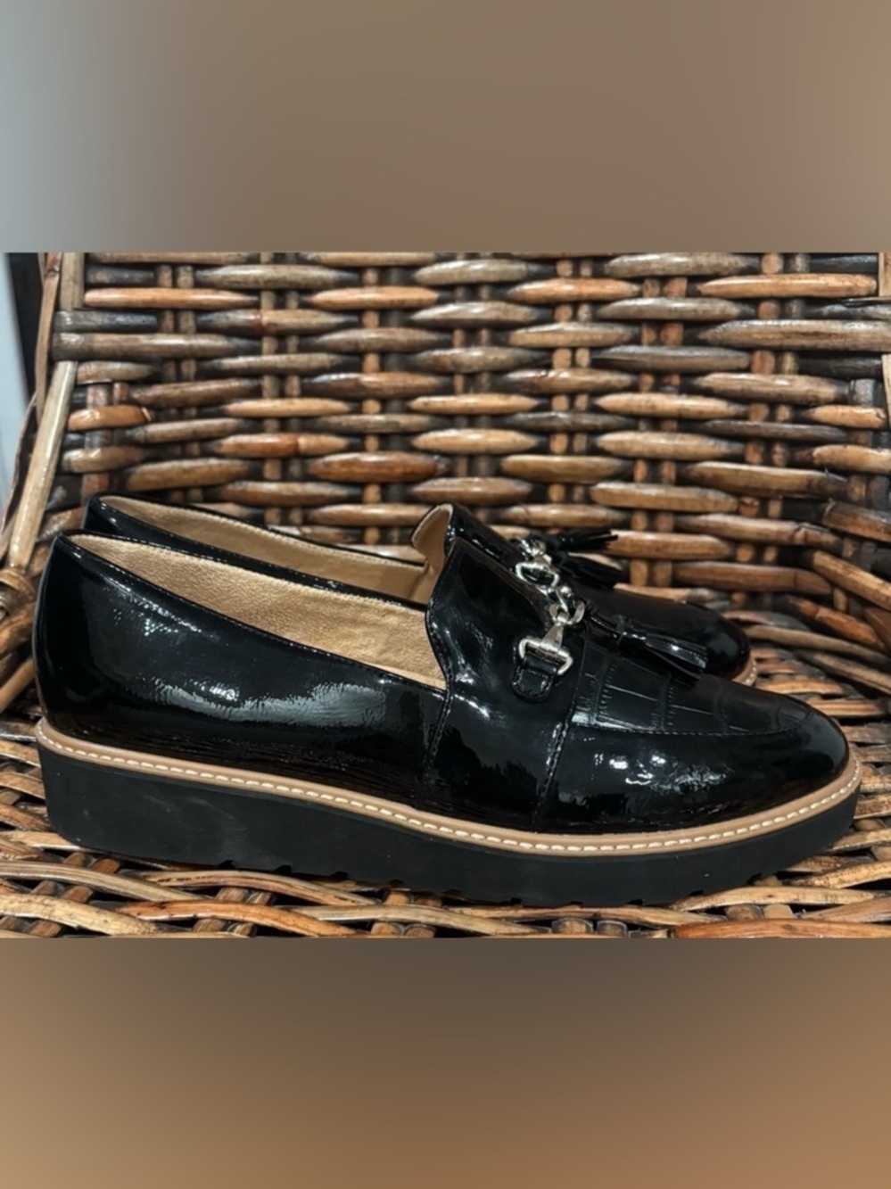 Naturalizer Estelle Loafers Womens Size 11 W Black Patent Leather